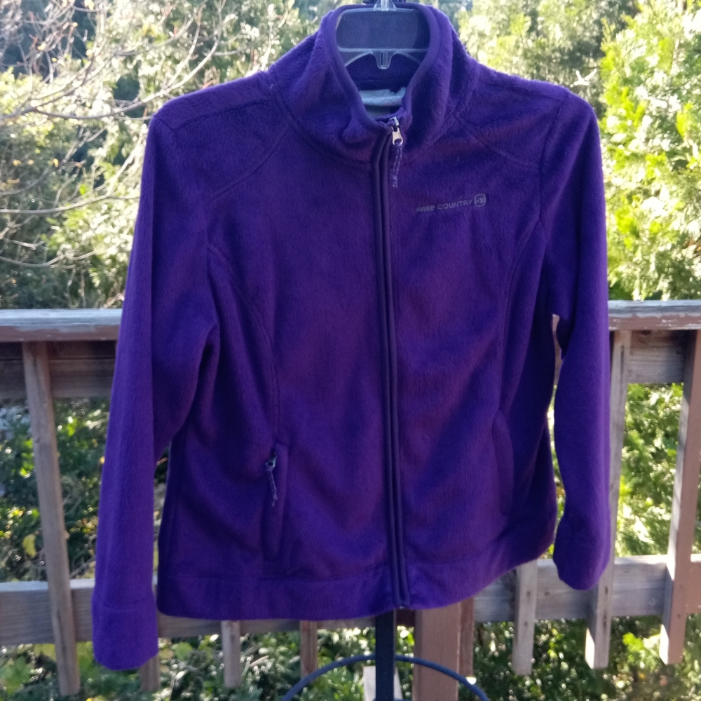Free Country dark purple fleece jacket sz L